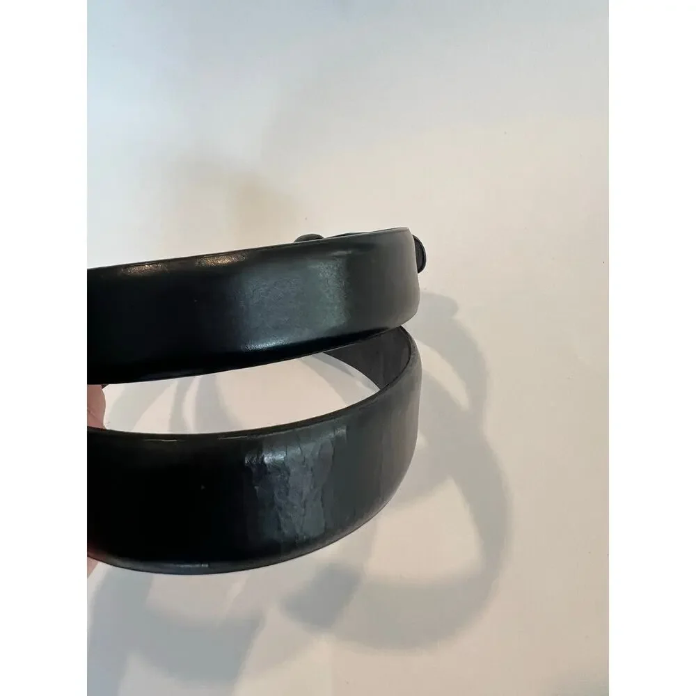 Docker's Genuine Leather Black Belt Silver Buckle Size 38 SG
